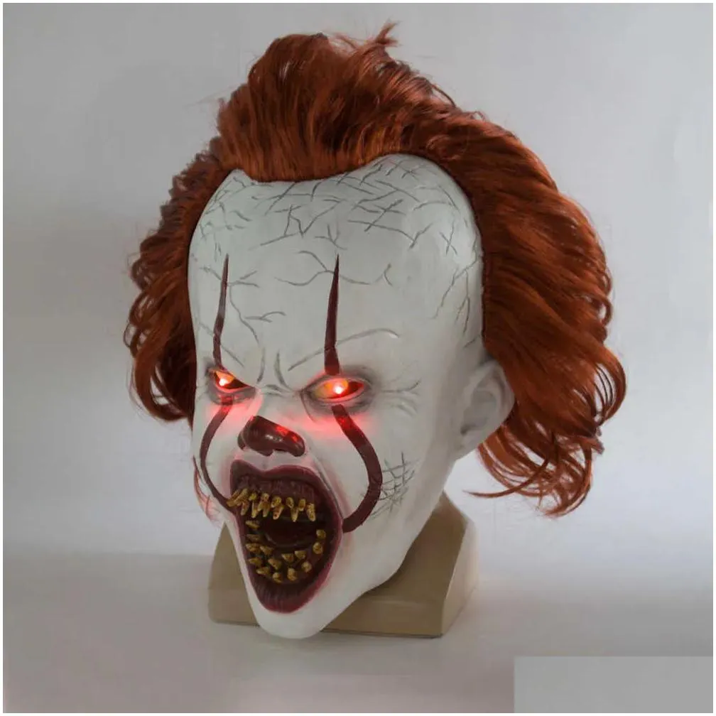 new led horror pennywise joker scary mask cosplay stephen king chapter two clown latex masks helmet halloween party props