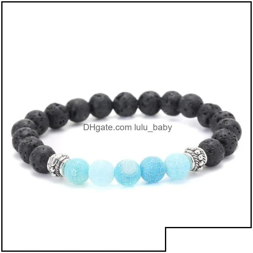 Charm Bracelets Jewelry Weathers Agate Black Lava Stone Bracelet Essential Oil Per Diffuser For Women Men Yoga Drop Delivery 2021