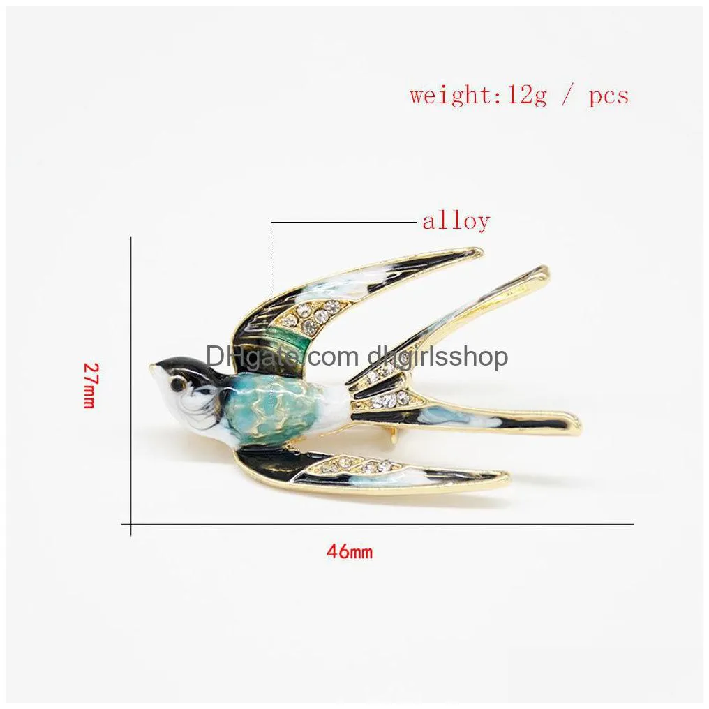 classical enamel flying swallow brooch pins for women animal bird brooches jewelry gift