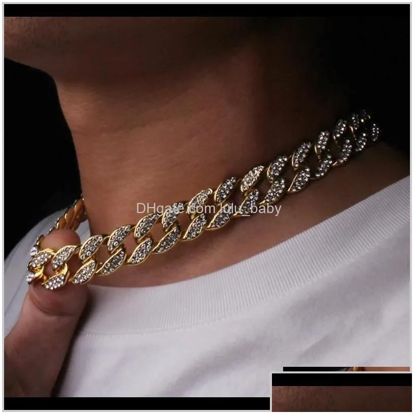 Pendant Pendants Jewelry Drop Delivery 2021 Karopel Iced Out Bling Rhinestone Gold Sier  Cuban Link Chain Necklaces Diamond Mens Hip