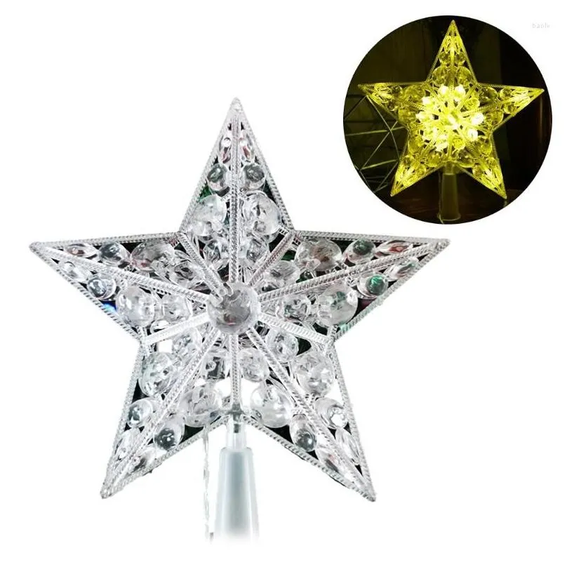 christmas decorations 066e nordic style tree topper star with led light battery powered faux crystal beads treetop fairy lamp party