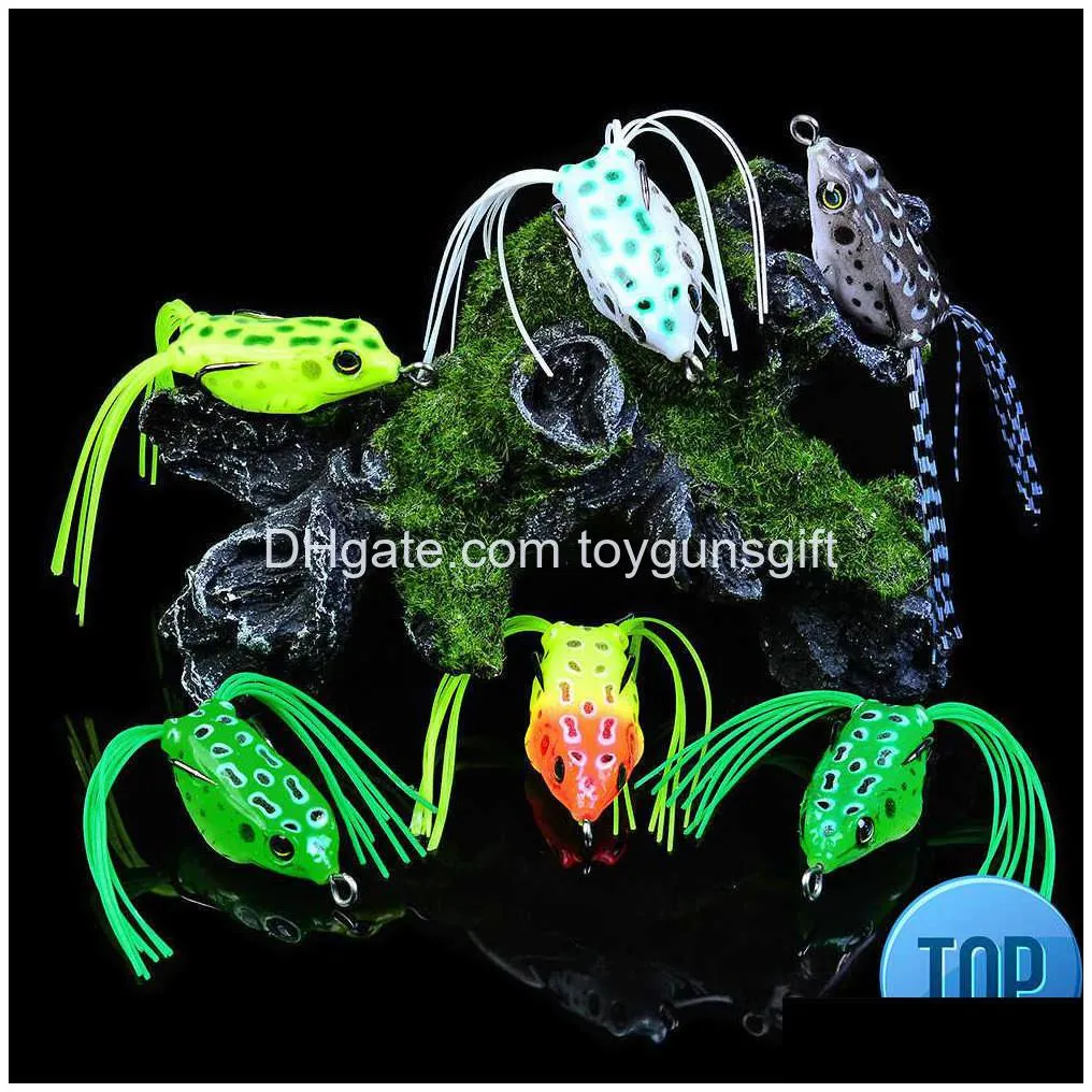 1 pcs new style 4.45cm5g frog lure soft tube bait plastic fishing lure with fishing hooks top water ray frog artificial 3d eyes