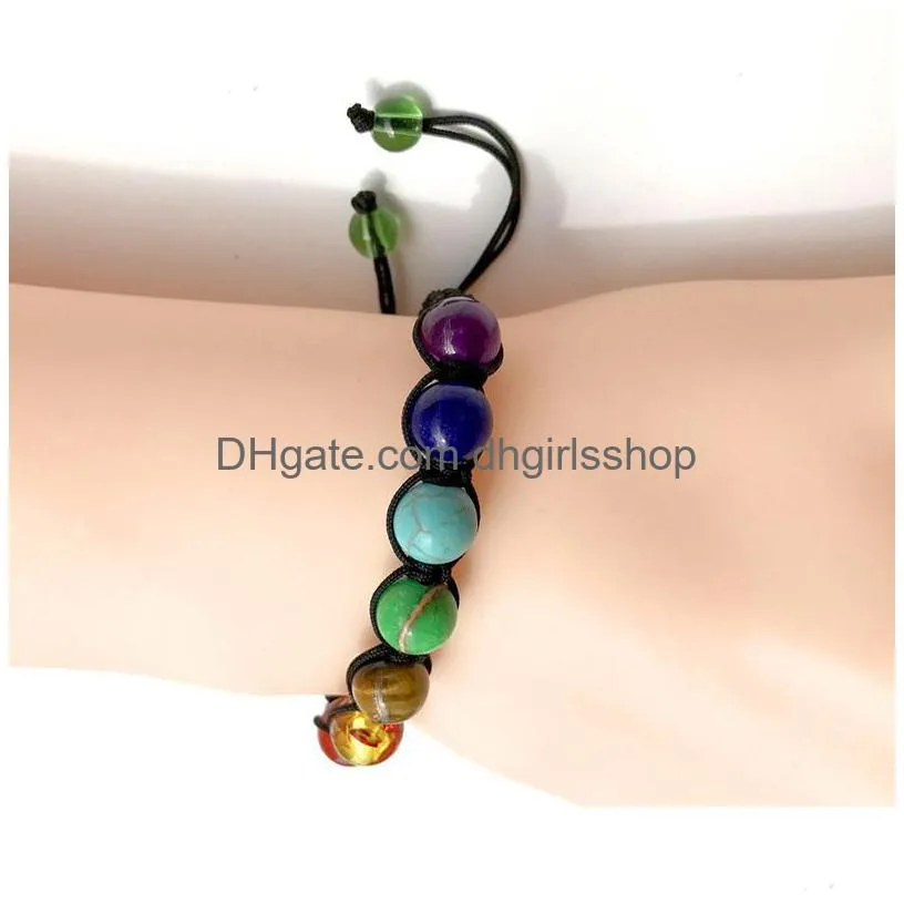 multicolor women men 6-10mm natural stone bead bracelets strands blue turquoises beaded braided bracelet bangle size adjustable wristband