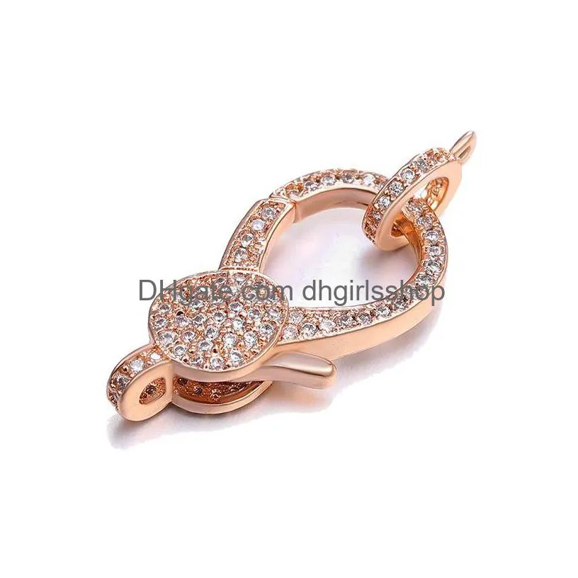 riversr cz micro pave lobster clasp white pink yellow gun black copper zircon pendant connectors diy jewelry findings wholesale