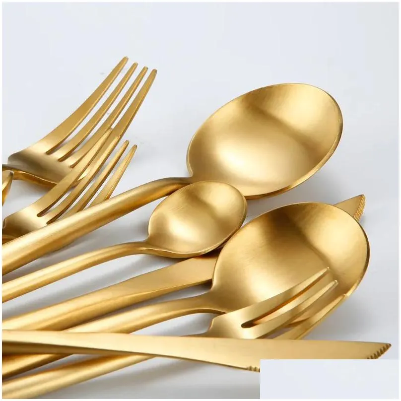 gold flatware wedding dinnerware gold cutlery knife fork spoon stainless steel tableware silverware