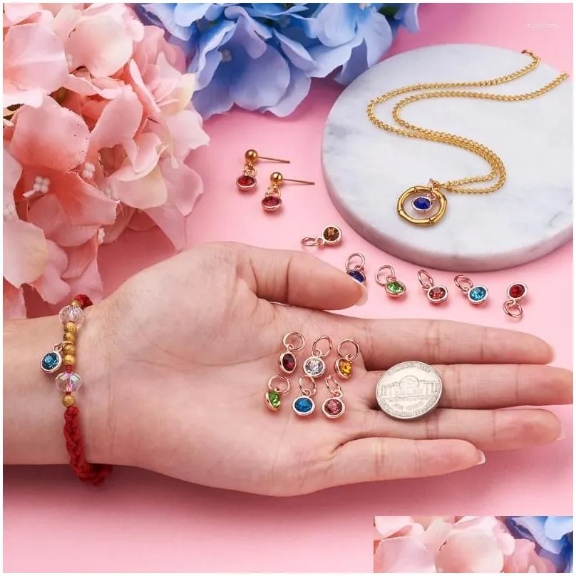 Charms 48pcs 12 Colors Alloy Birthstone Rhinestone For Birthday Jewelry Making Women Necklace Pendant Earrings DIY AccessoriesCharms