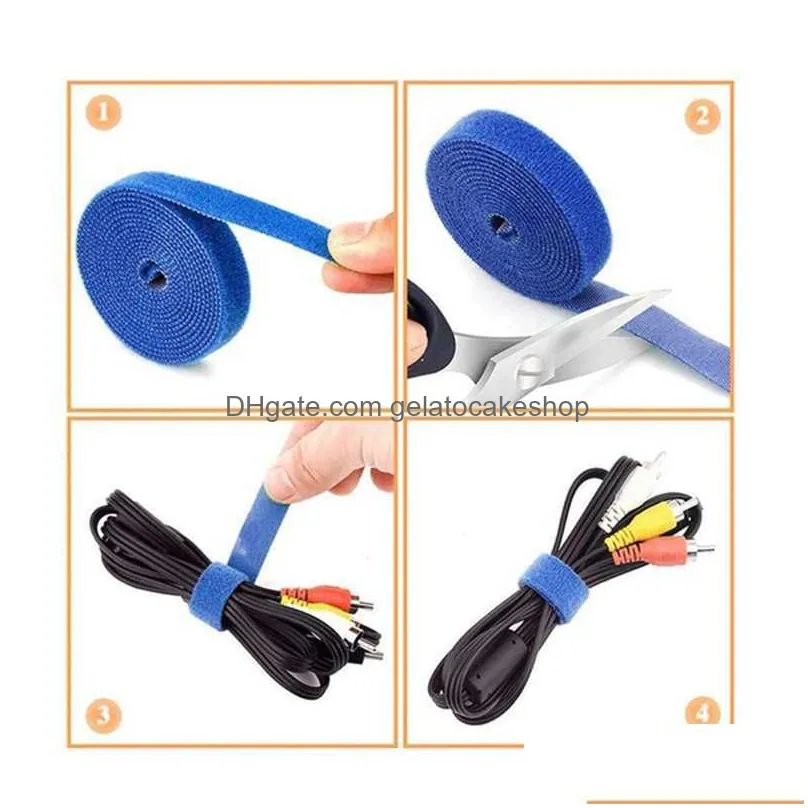  5 meter/roll nylon cable ties power wire loop tape multifunction nylon straps fastener reusable