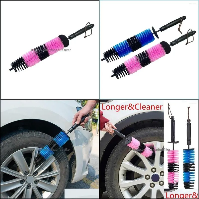 Car Sponge Vehicle Tire Tyre Wheel Rims Brush Steel Wire Long Mud Remover Detailing Cleaner Bumpers Auto Scrub Washing Cleaning Tool