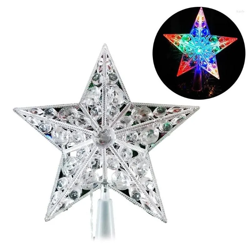 christmas decorations 066e nordic style tree topper star with led light battery powered faux crystal beads treetop fairy lamp party