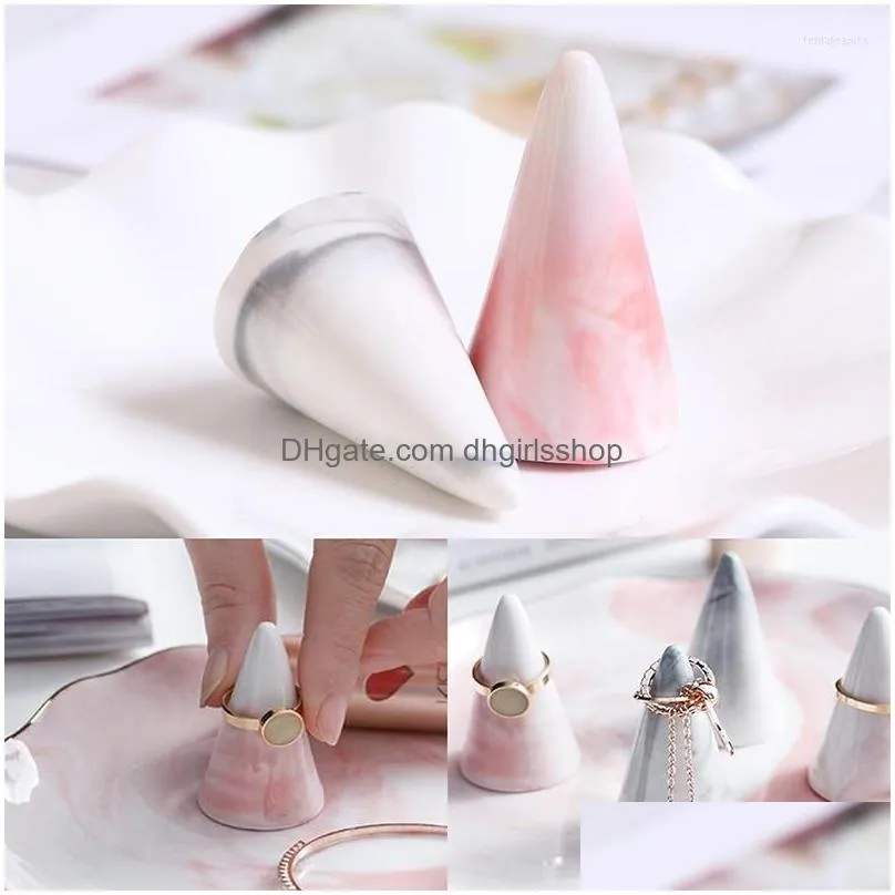 jewelry pouches ceramic finger cone ring holder marble decor display stand tray