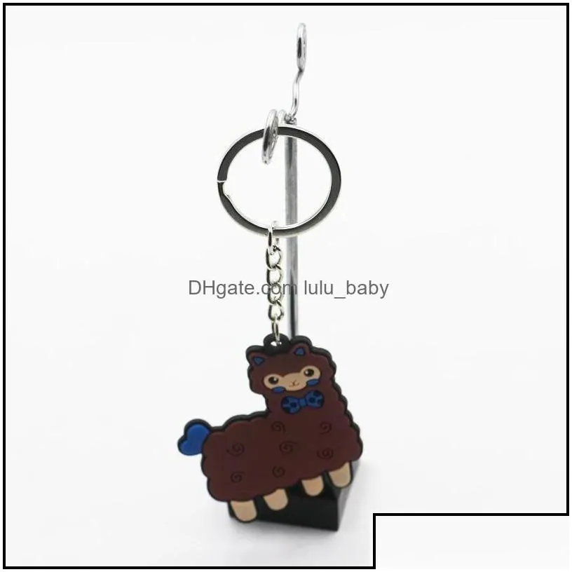 Keychains Fashion Accessories New Pvc Llama Keychain Alpaca Keyring Pendant Key Chain Metal Ring Gift Purse Bag Hand Decoration 274 T2