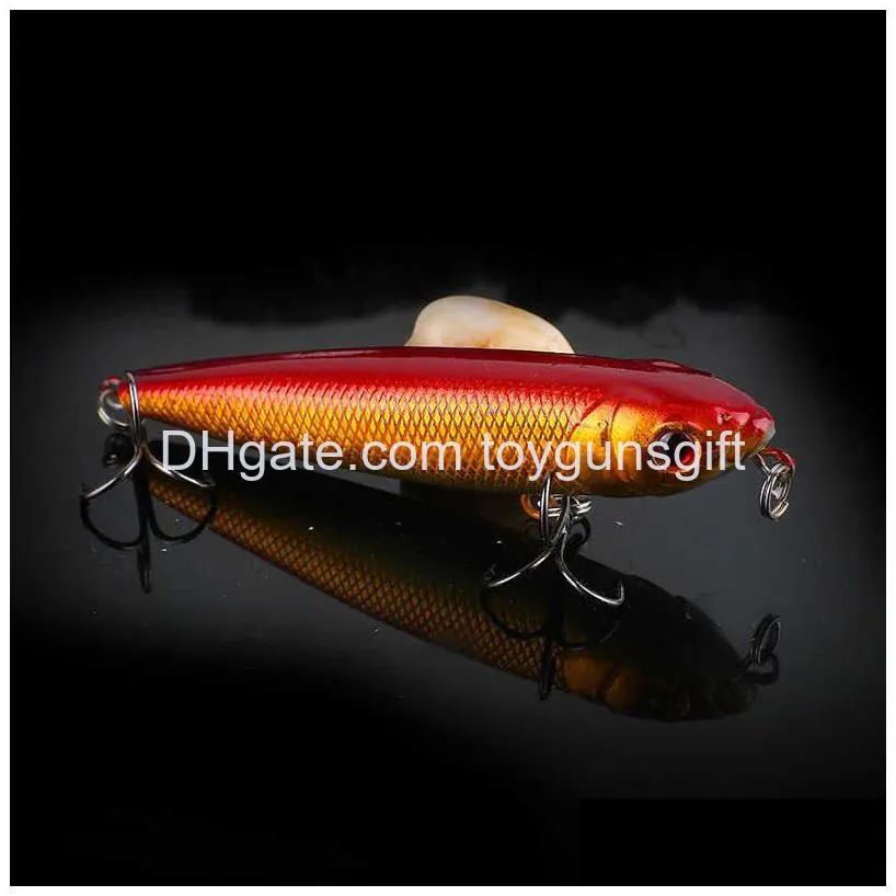 1pcs 8cm 10g topwater wobbler 3d eyes fishing lure minnow hard bait 3 fish hooks crankfish bait floating fishing tackle