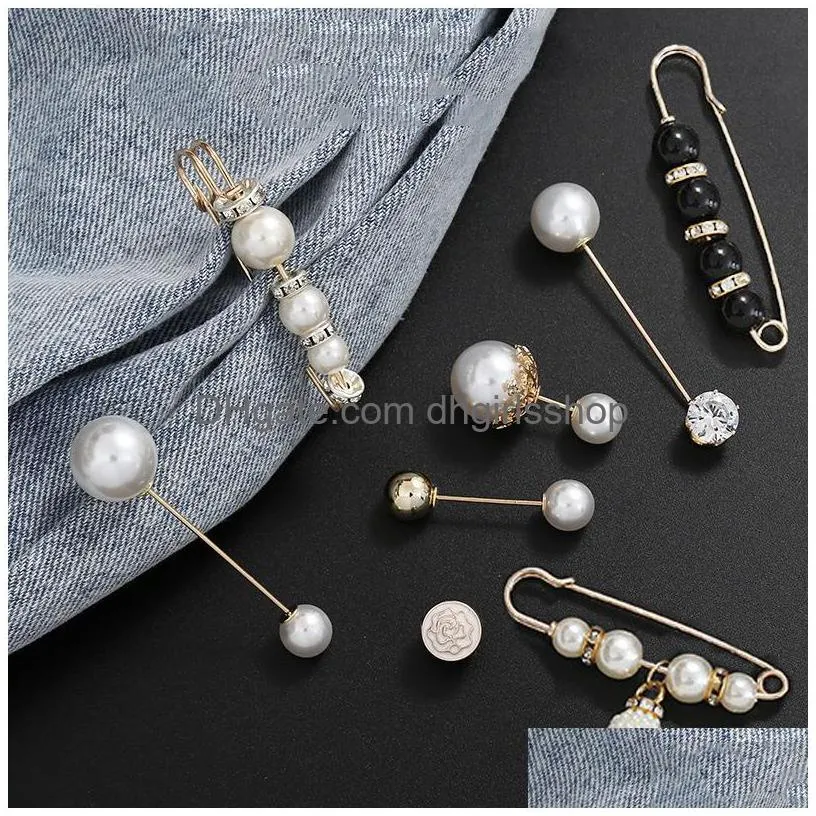 fashion big beads clothing brooches for women pearl lapel pin sweater dress brooch pins accessories