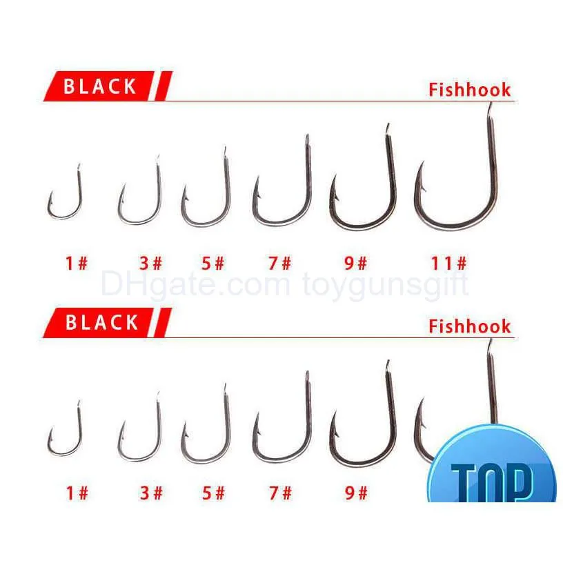 1 pcs barbed fish hook fishhook 10pcs/lot size1#-size11# high carbon steel jigging carp fishhooks fishing tackle