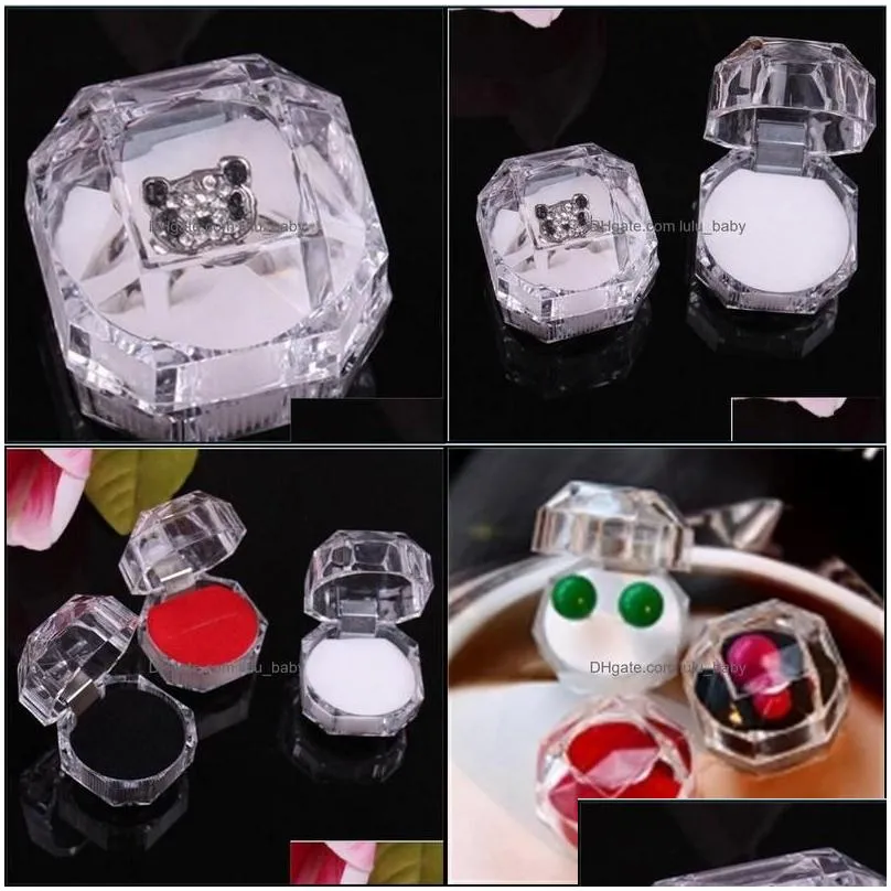 Jewelry Boxes 3Colors 60Pcs Rings Box Jewelry Clear Acrylic Wedding Gift Ring Stud Dust Plug 314 Q2 Drop Delivery 2021 Packag Lulubaby