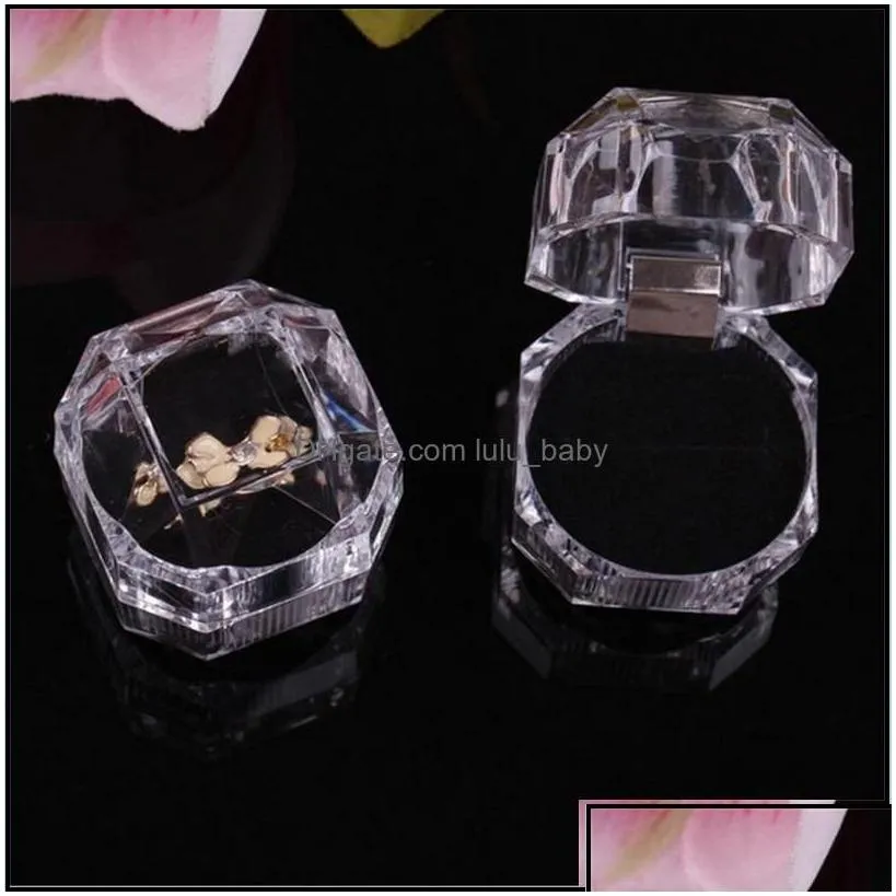 Jewelry Boxes 3Colors 60Pcs Rings Box Jewelry Clear Acrylic Wedding Gift Ring Stud Dust Plug 314 Q2 Drop Delivery 2021 Packag Lulubaby