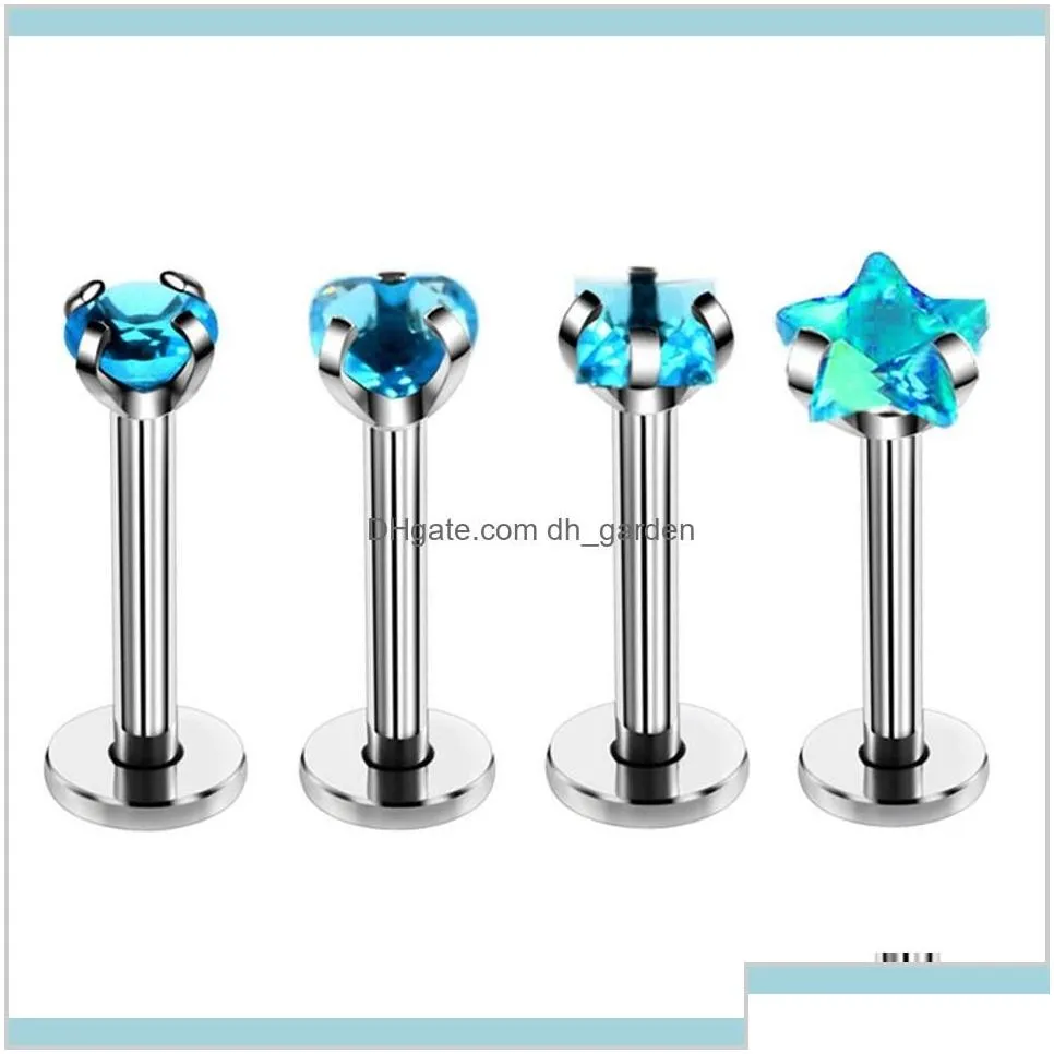 316L Surgical Steel Zircon Screw Earring Tragus Cartliage Piercings Labret Piercing Body Jewelry K54Xq Studs Wjoiy