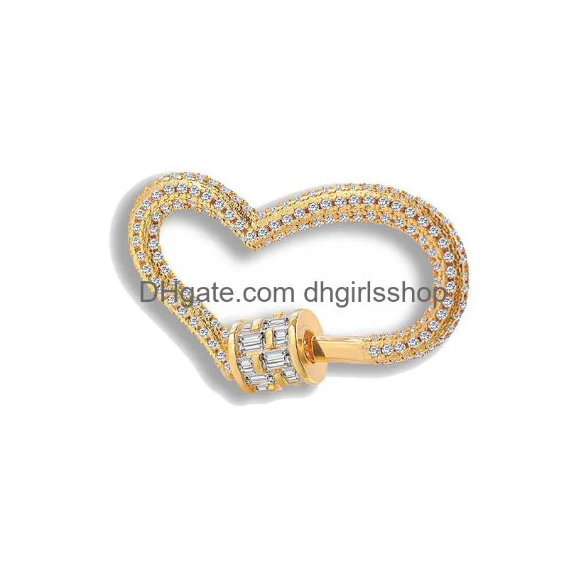 riversr cz micro pave screw clasps white pink yellow gun black heart copper zircon diy jewelry findings wholesale