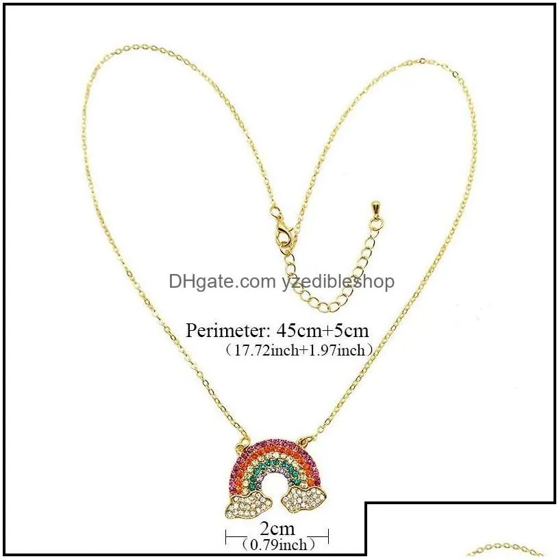 Pendant Necklaces Crystal Rainbow Necklace Mticolored Fashion Gold Chain Women Jewelry Gift High Quality Drop Delivery Pendants Otpak