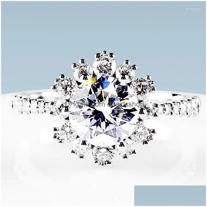 wedding rings exquisite flower ring inlay dazzling cubic zirconia fashion geometry women engagement banquer birthday gift jewellry
