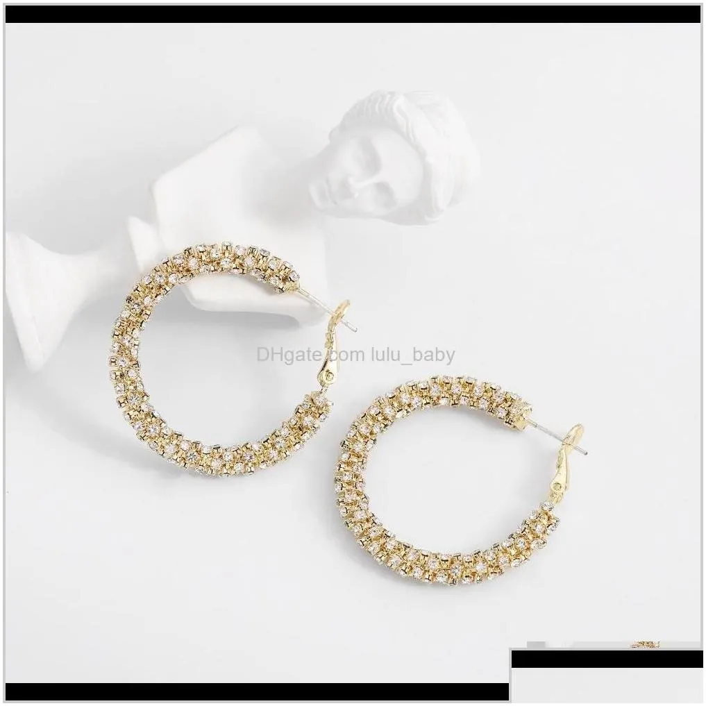 Fashion Ins Trendy Designer Circular Hoop Copper Diamond Zirconia Earrings For Women Girls Geometric Clip On 6Qesh 8L4Ao