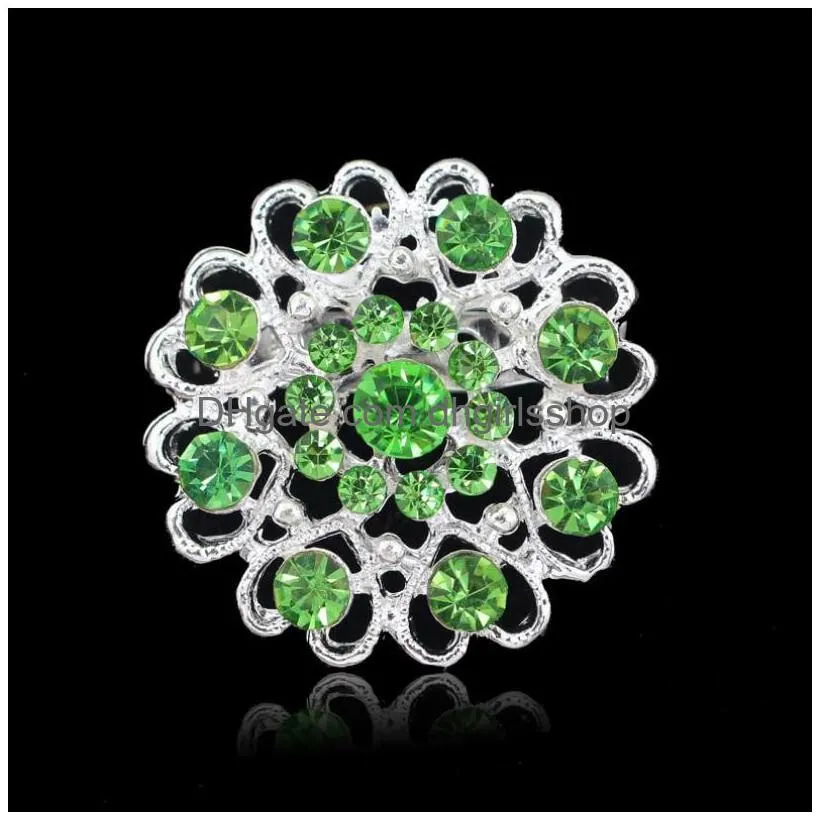 hollow out crystal heart flower brooches for women suit color wedding rhinestone jewelry pin scarf buckle accessories