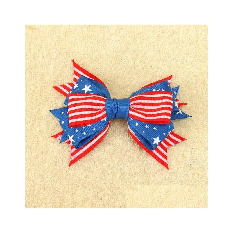 american flag hair bow clips for girls patriotic independence day alligator hairpins flower hair-accessories fourth of july