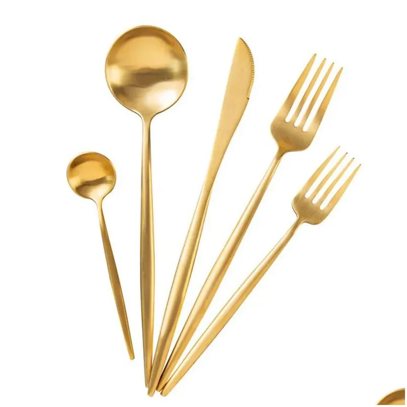 gold flatware wedding dinnerware gold cutlery knife fork spoon stainless steel tableware silverware