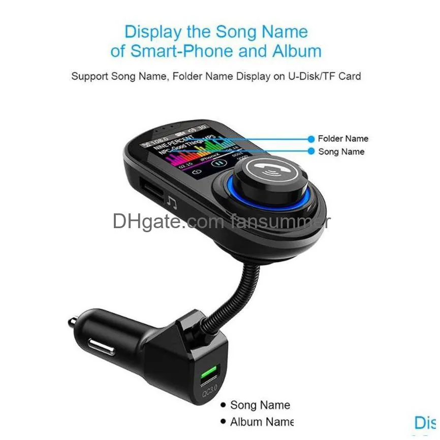 g45 bluetooth hands-free car kit with qc3.0 usb port  fm transmitter support tf card mp3 music player vs bc06 t10 t11 x5 g7 cars