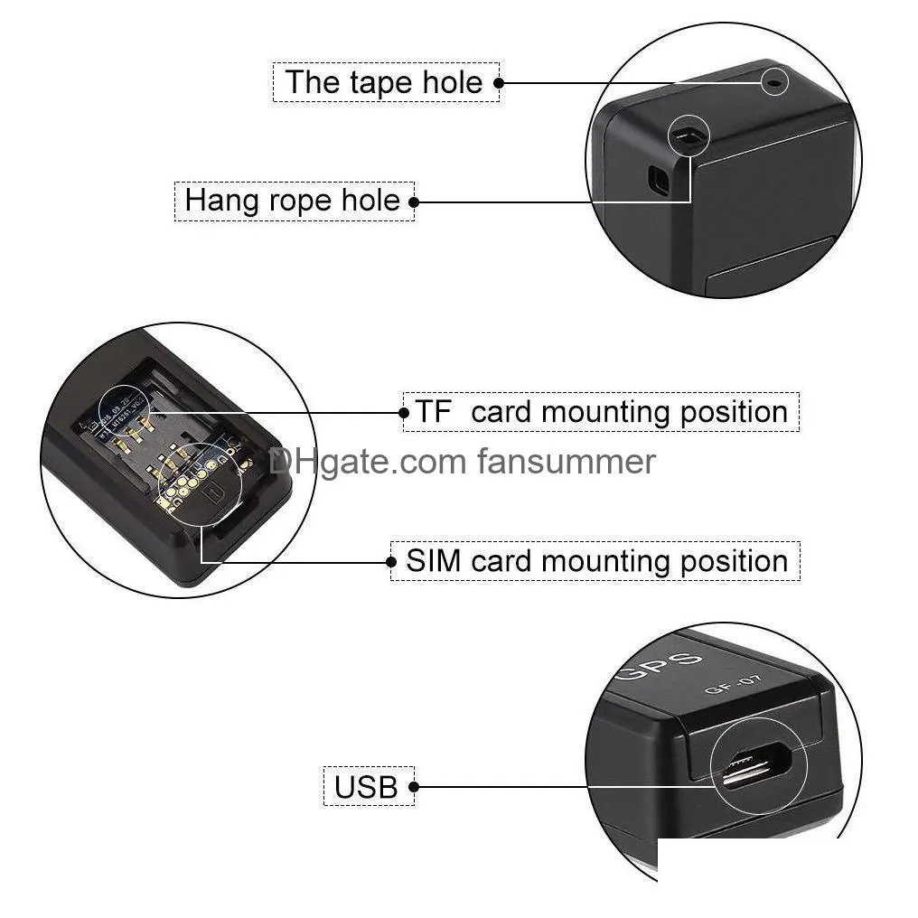 mini gf-07 gps trackers anti-lost alarm magnetic with sos gprs tracking device gf07 locator for vehicle car person pet location tracker system gf08