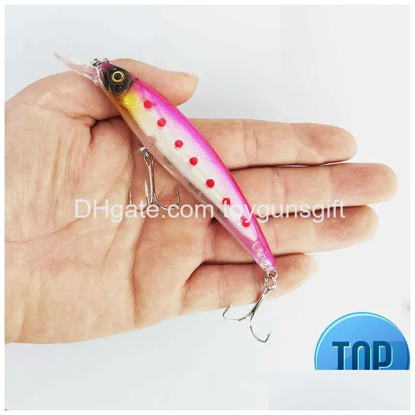 1 pcs 13g 11cm minnow fishing lures 3d eyes topwater floating laser aritificial fishing wobblers crank bait plastic baits pesca