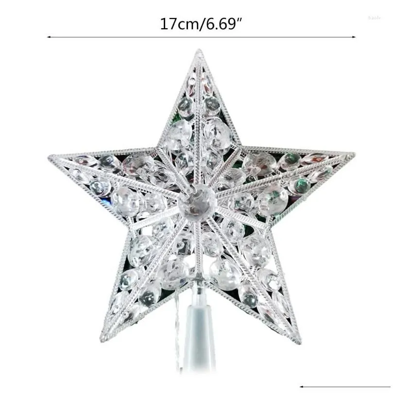 christmas decorations 066e nordic style tree topper star with led light battery powered faux crystal beads treetop fairy lamp party