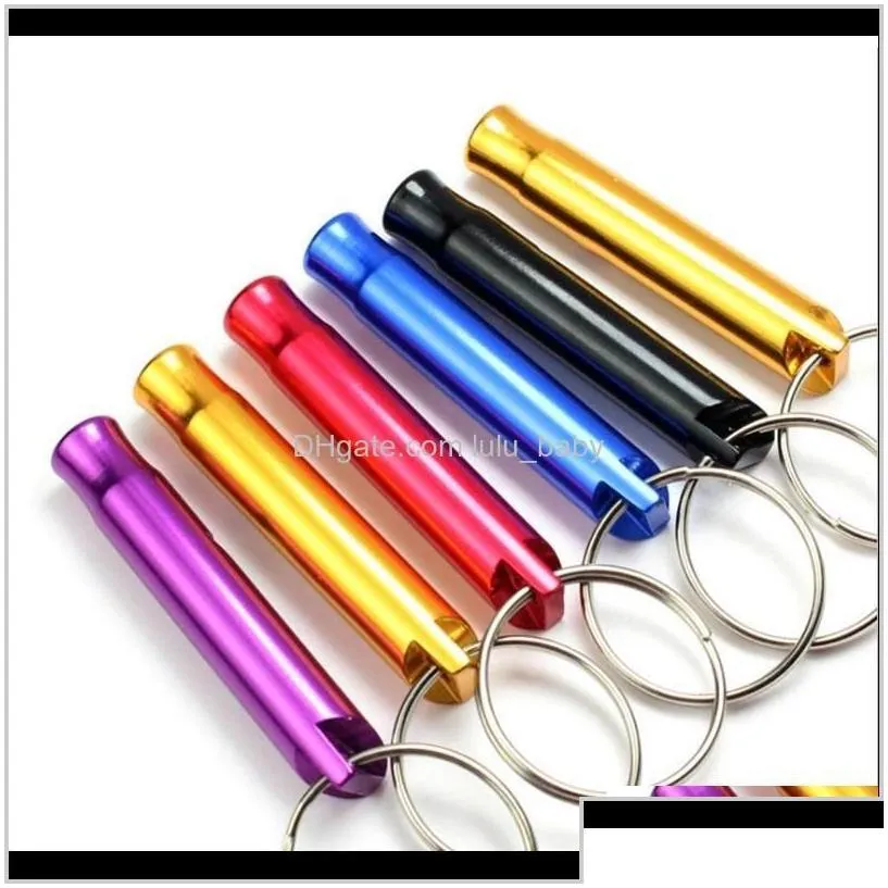 Keychains Fashion Aessoriesmix Colors Mini Aluminum Alloy Whistle Keyring For Outdoor Emergency Survival Safety Keychain Sport Camping