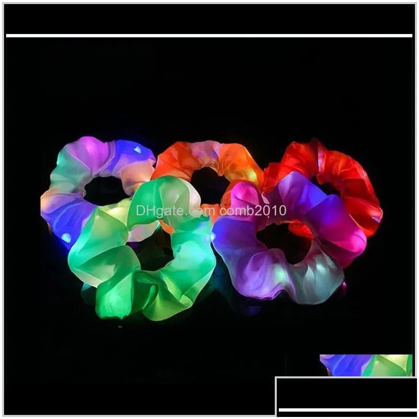 Led Luminous Hair Bands Scrunchies Women Girls Headwear Hair Rope Simple Wrist Rubber Band Accessories Vrzqp B54Hp