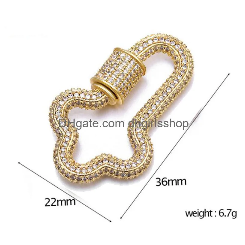riversr cz micro pave screw clasps accessories white rose gold gun black cross copper zircon connector fasteners diy jewelry making
