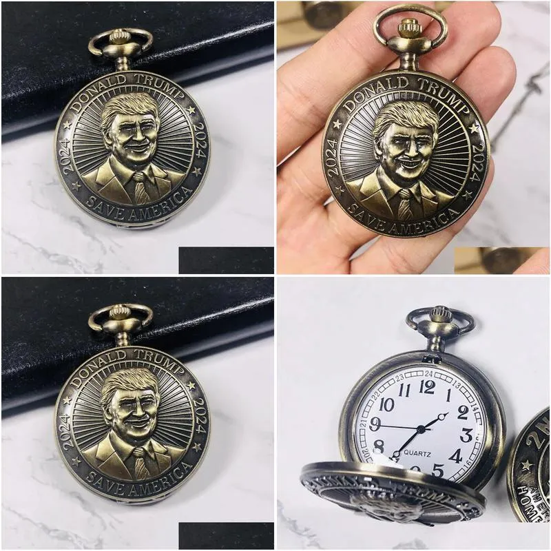 trump 2024 pocket watch party favor donald retro men retro quartz watches