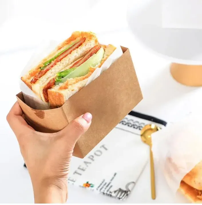 Gift Wrap Food Hamburger Wrapping Box Oilproof Cake Sandwich Bakery Bread Breakfast Wrapper Paper For Wedding Party Supply