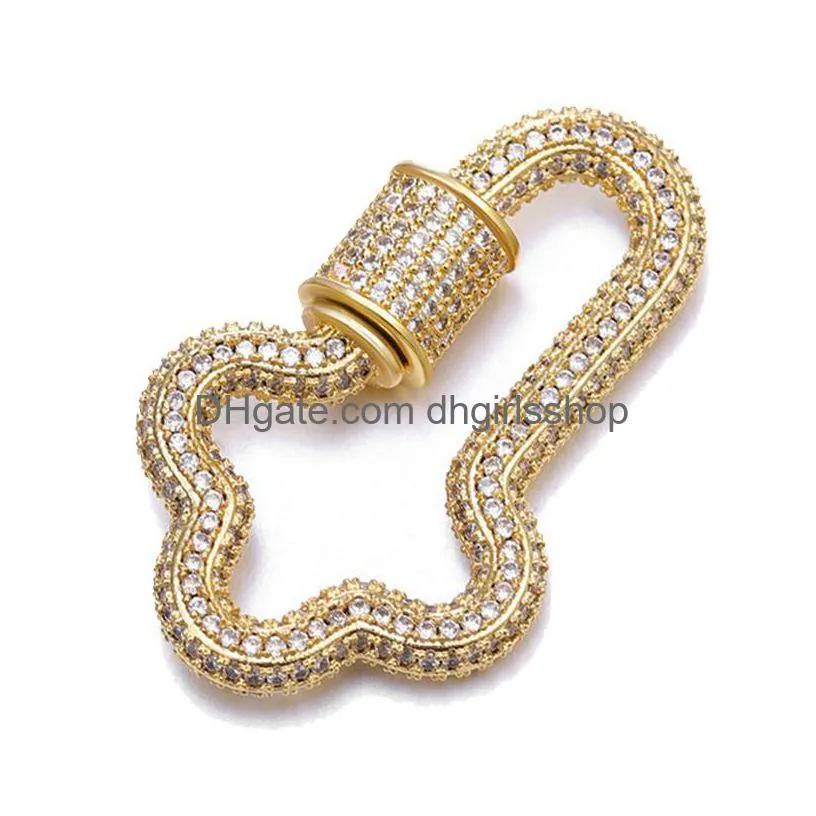 riversr cz micro pave screw clasps accessories white rose gold gun black cross copper zircon connector fasteners diy jewelry making