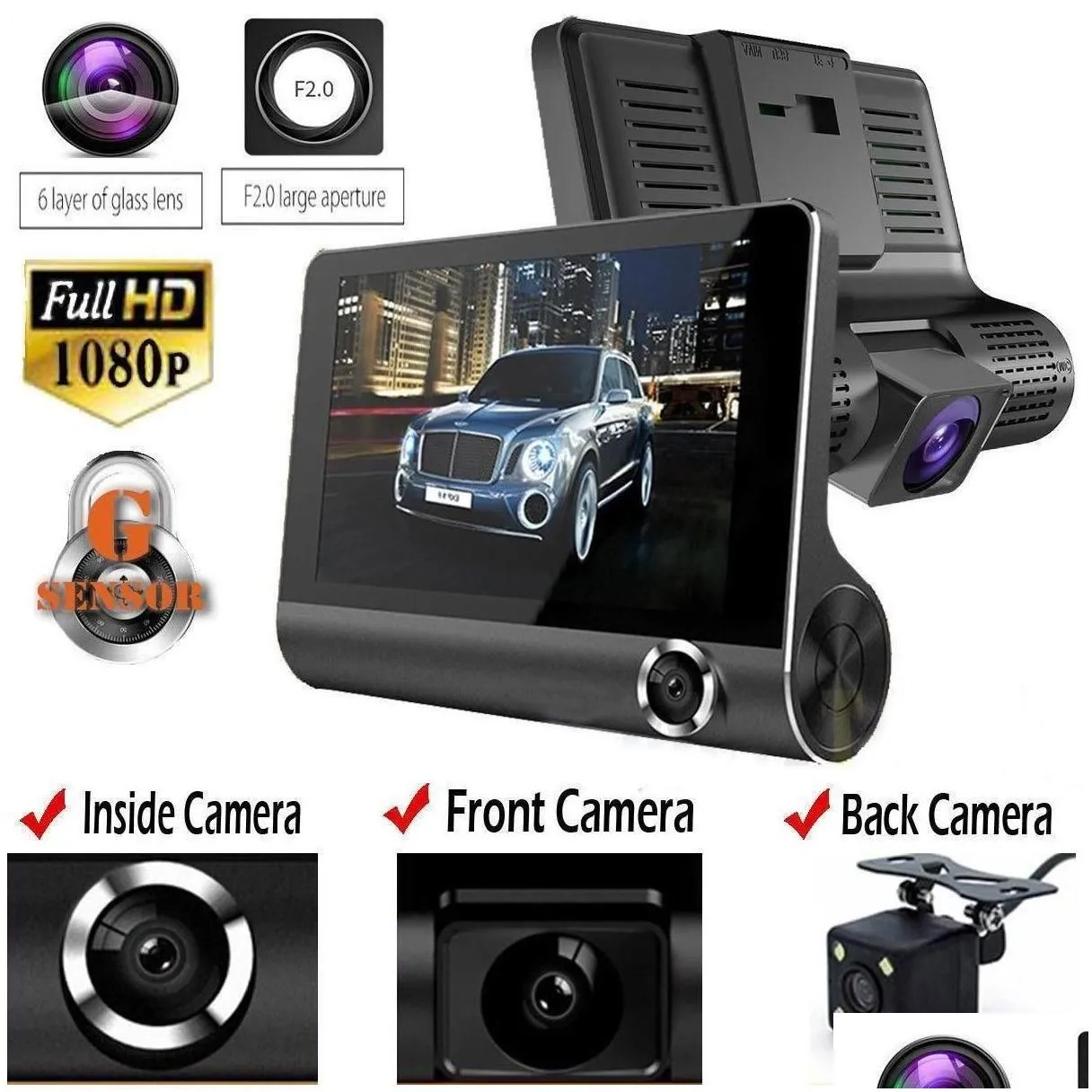 car dvr car dvrs dvr original 4 camera video recorder rear view registrator ith two cameras dash cam dual lens arrive drop deliv de de