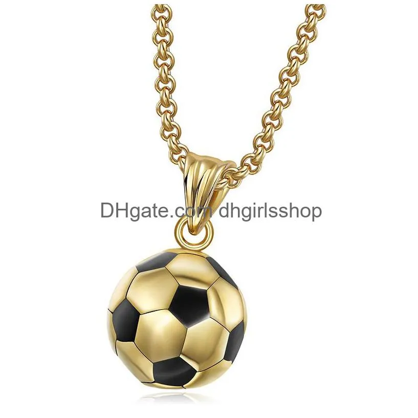 fashion stainless steel football necklace men soccer pendant necklace women sporty jewelry gift