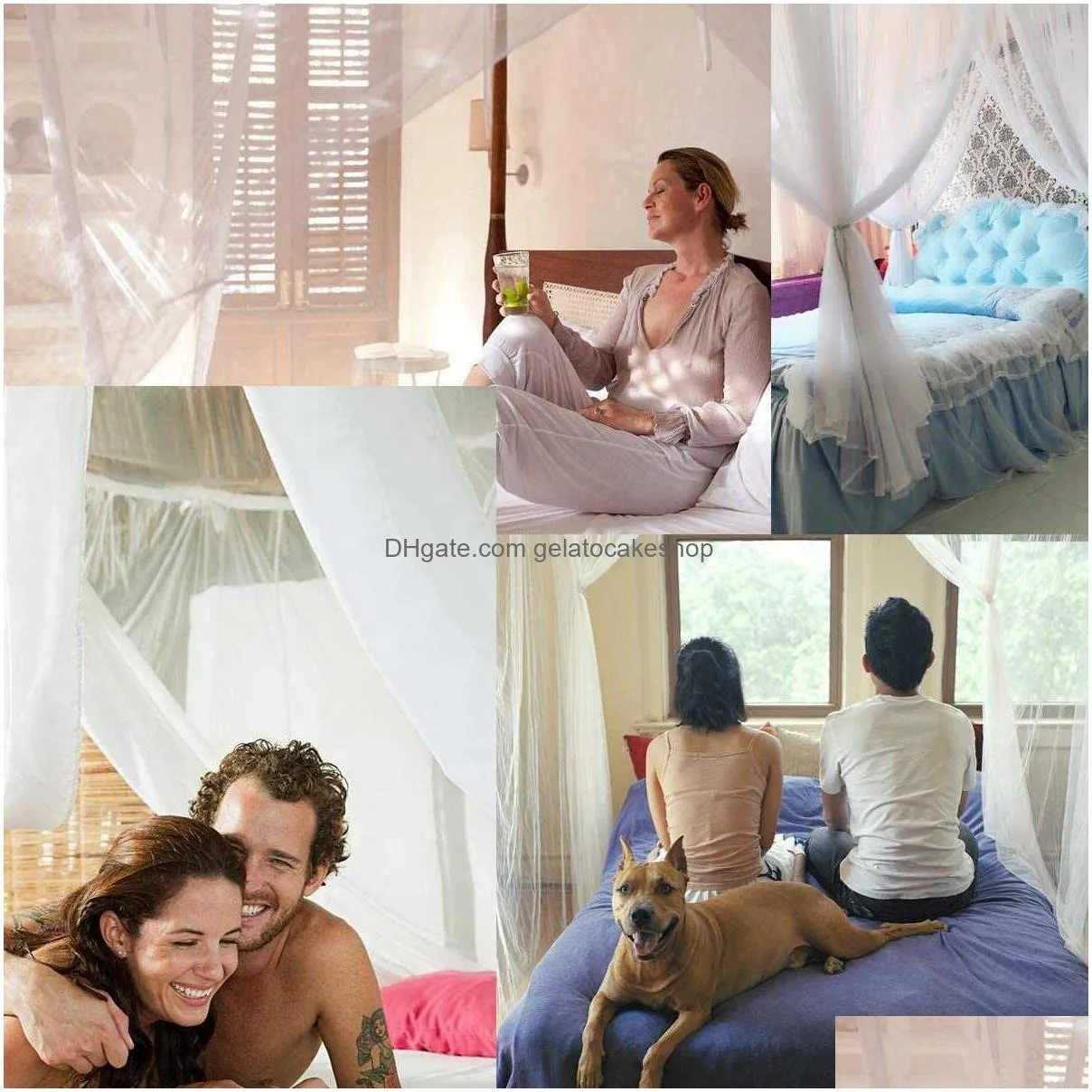  8 corner post canopy bed curtains elegant camping tent mosquito net for bed canopy screen netting full/queen/king