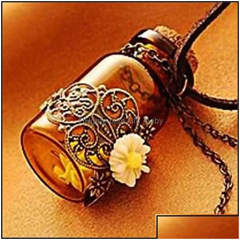 Pendant Necklaces & Pendants Jewelry Glass Bottle Aromatherapy  Oil Diffuser Necklace Locket With 24