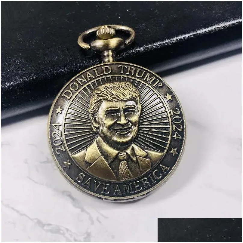 trump 2024 pocket watch party favor donald retro men retro quartz watches