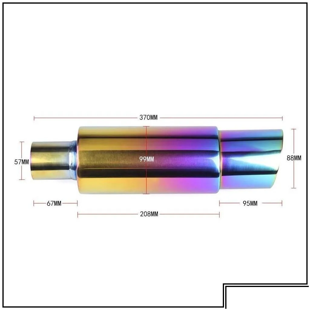 muffler car exhaust mufflers grilled neo chrome 304 stainless steel pipe racing tip rscr1002nm blue drop delivery 202 dhgw9