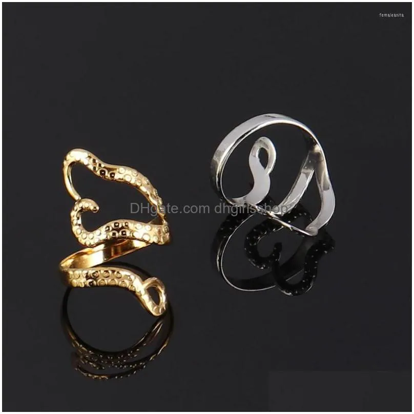 wedding rings for women octopus style ring women`s stainless steel open finger gold color geometry jewelry gift
