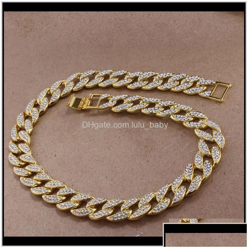 Pendant Pendants Jewelry Drop Delivery 2021 Karopel Iced Out Bling Rhinestone Gold Sier  Cuban Link Chain Necklaces Diamond Mens Hip