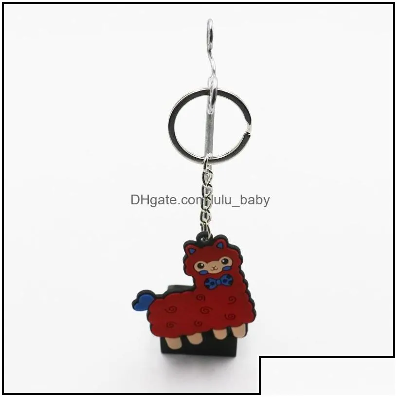 Keychains Fashion Accessories New Pvc Llama Keychain Alpaca Keyring Pendant Key Chain Metal Ring Gift Purse Bag Hand Decoration 274 T2