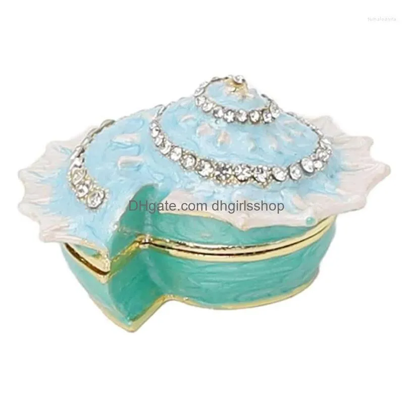 jewelry pouches 2022 blue conch shell box creative trinket collectible ring holder storage container keepsake gift home