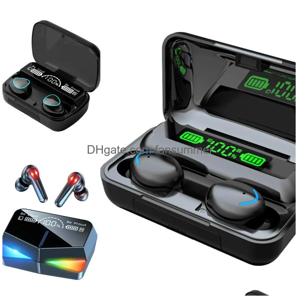 m10 m19 f9-5 tws bluetooth earphone wireless headphones stereo sport x15 m28 earphones touch waterproof gaming headset f9 f9-5c earbuds led