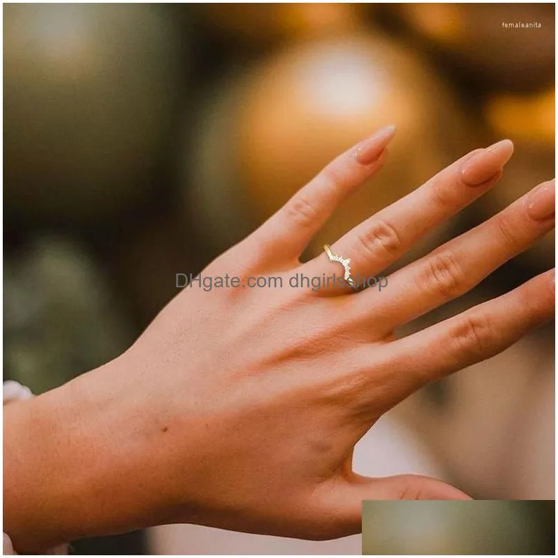 cluster rings trumium v shaped women ring crown couple engagement wedding designer copper jewelry anniversary gifts trendy fashion